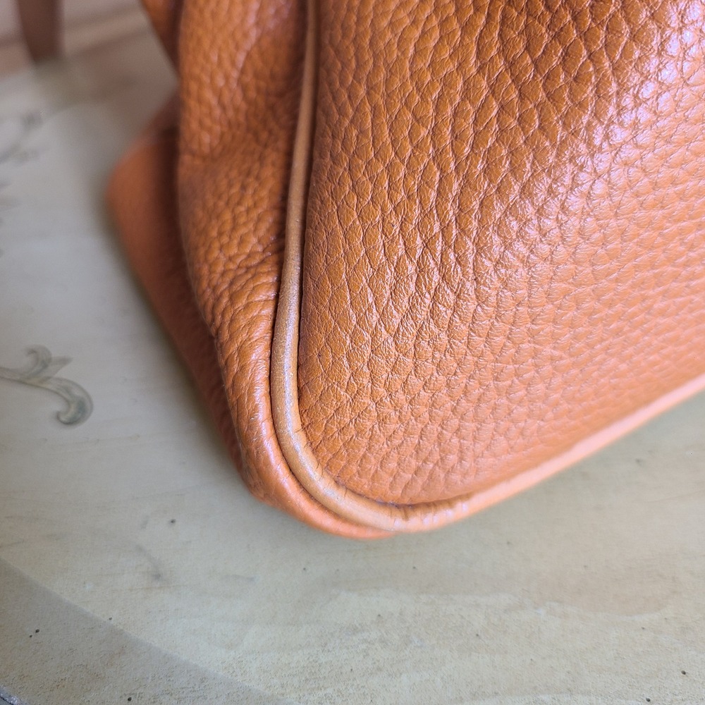 Valentina Italian Orange Pebbled Leather Shoulder Bag Classic Quiet Luxury Boho - Picture 12 of 15